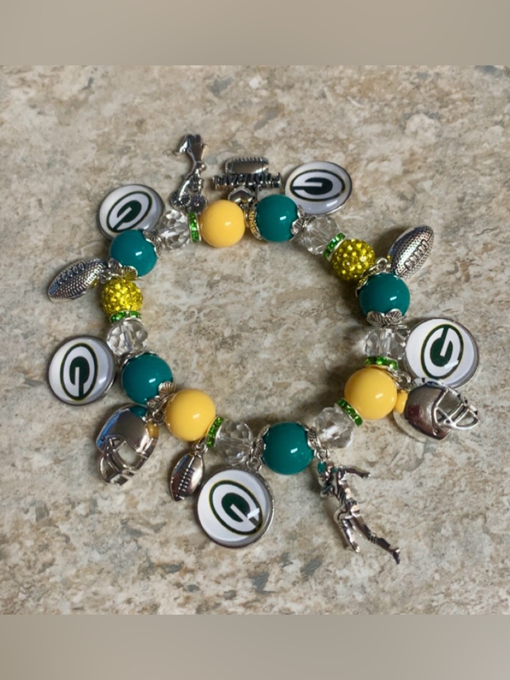 Green Bay Packers…Green & Yellow Team Charm Bracelet -